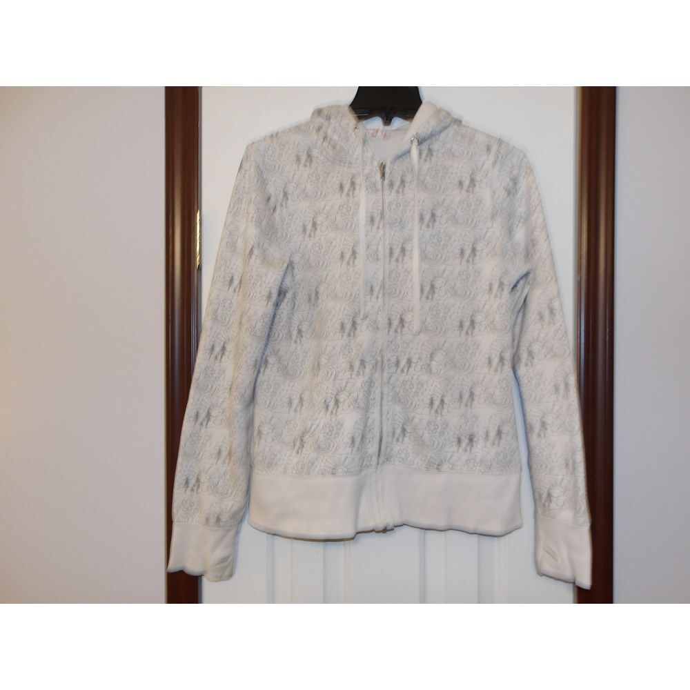 Vintage OP Print Zip-Up Hoodie Sweatshirt Casual Loungewear XXL